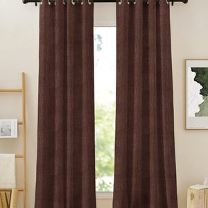 Elora Textured Blackout Curtains | Minimal Design & Total Light Block | Deep Brown | Set of 2 | Fully Customizable