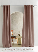 Cocoon Minimal Texture Room Darkening Curtains | Modern Aesthetic | Pale Brown | Set of 2 | Fully Customizable