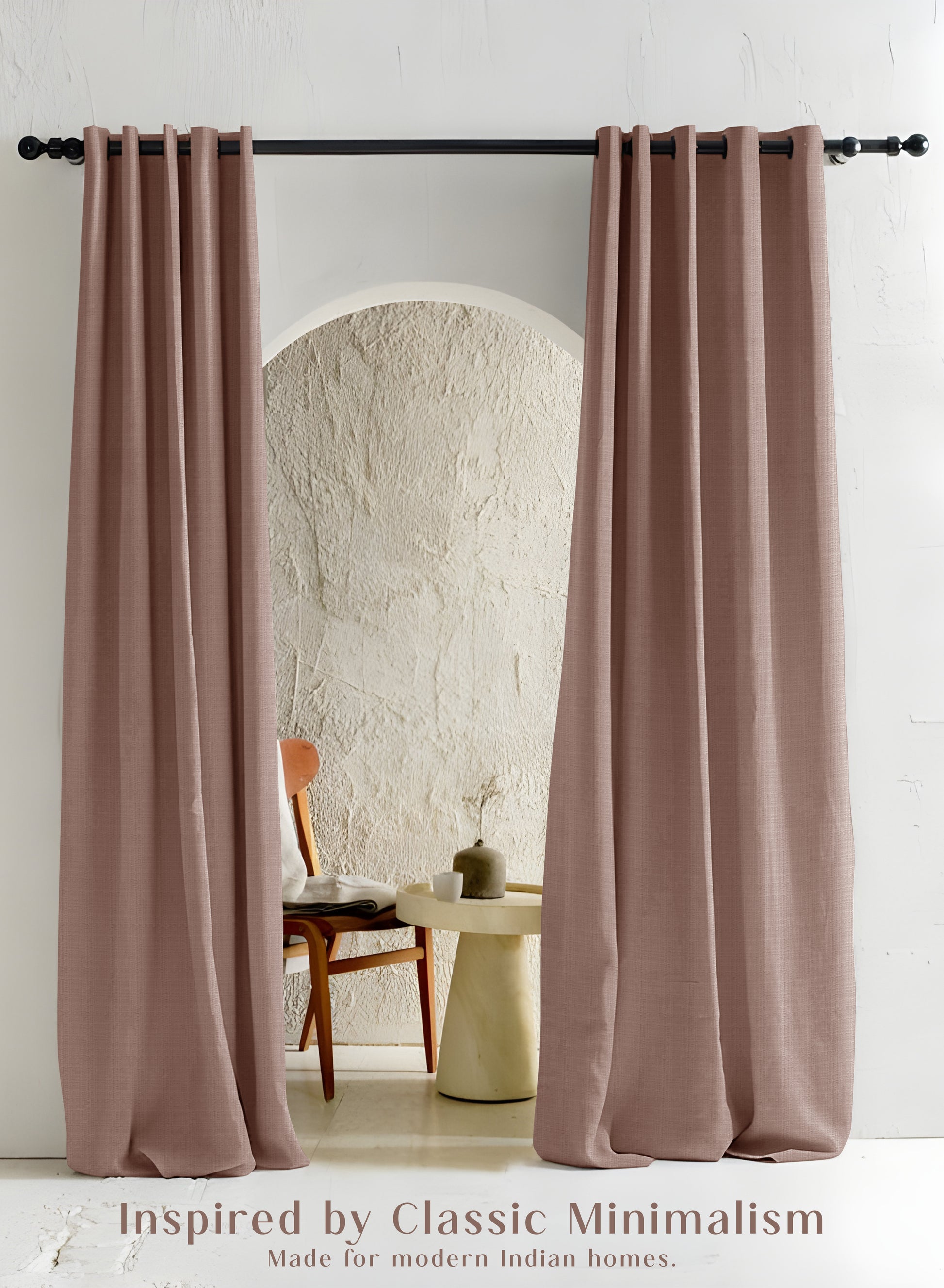 Cocoon Minimal Texture Room Darkening Curtains | Modern Aesthetic | Pale Brown | Set of 2 | Fully Customizable