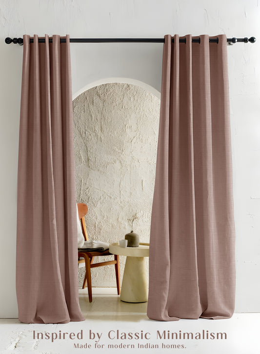 Cocoon Minimal Texture Room Darkening Curtains | Modern Aesthetic | Pale Brown | Set of 2 | Fully Customizable