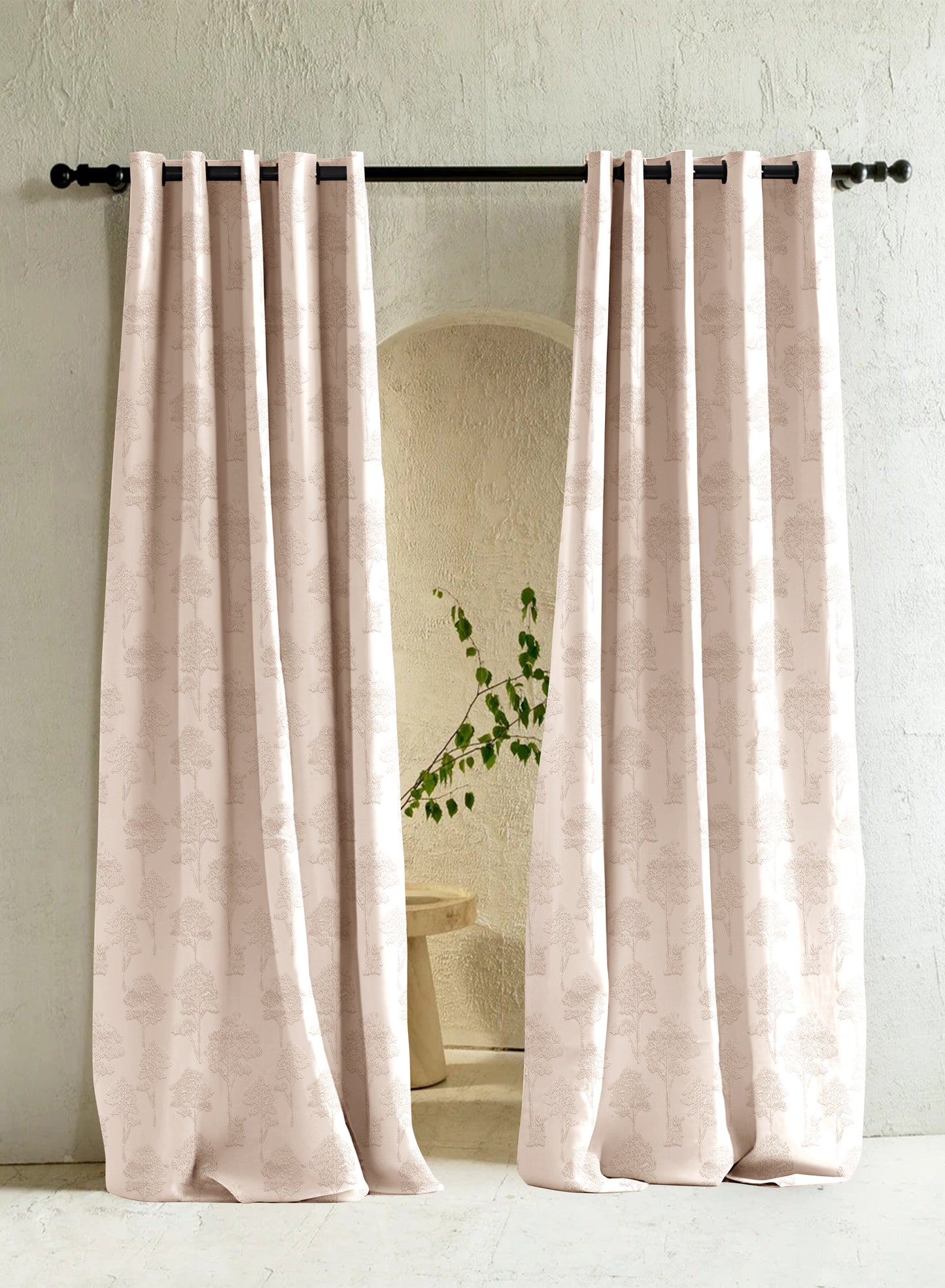 Bern Jacquard Room Darkening Curtains | Pastel Yellow | Set of 2 (Pattern 1)