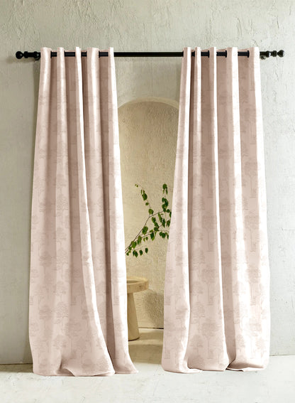 Bern Jacquard Room Darkening Curtains | Pastel Yellow | Set of 2 (Pattern 1)