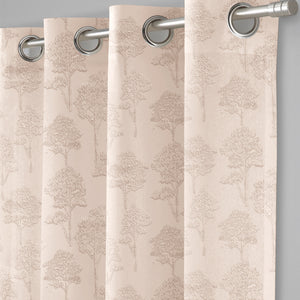 Bern Jacquard Blackout Curtains | Scenic Tree Pattern & Total Light Block | Pastel Yellow | Set of 2 | Fully Customizable