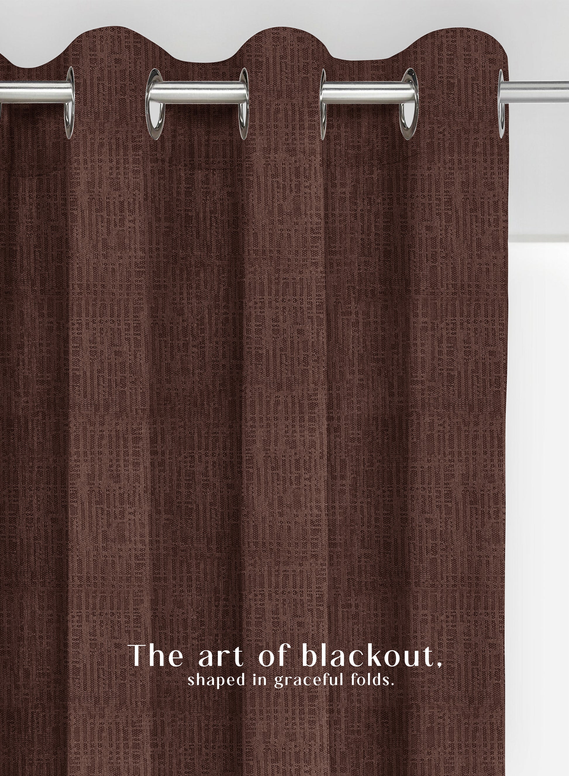 Elora Textured Blackout Curtains | Minimal Design & Total Light Block | Deep Brown | Set of 2 | Fully Customizable