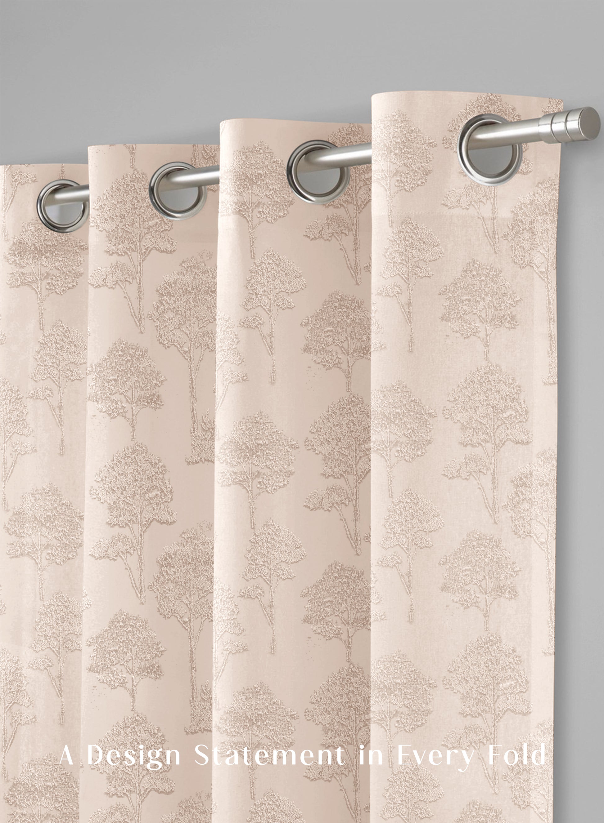 Bern Jacquard Room Darkening Curtains | Scenic Tree Pattern | Pastel Yellow | Set of 2 | Fully Customizable