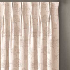 Bern Jacquard Blackout Curtains | Scenic Tree Pattern & Total Light Block | Pastel Yellow | Set of 2 | Fully Customizable