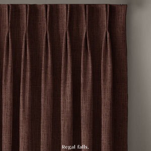 Elora Textured Blackout Curtains | Minimal Design & Total Light Block | Deep Brown | Set of 2 | Fully Customizable