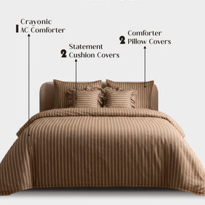 Crayonic™ 5-Piece AC Comforter Set | Signature Designer Comforter Set | Café Mocha