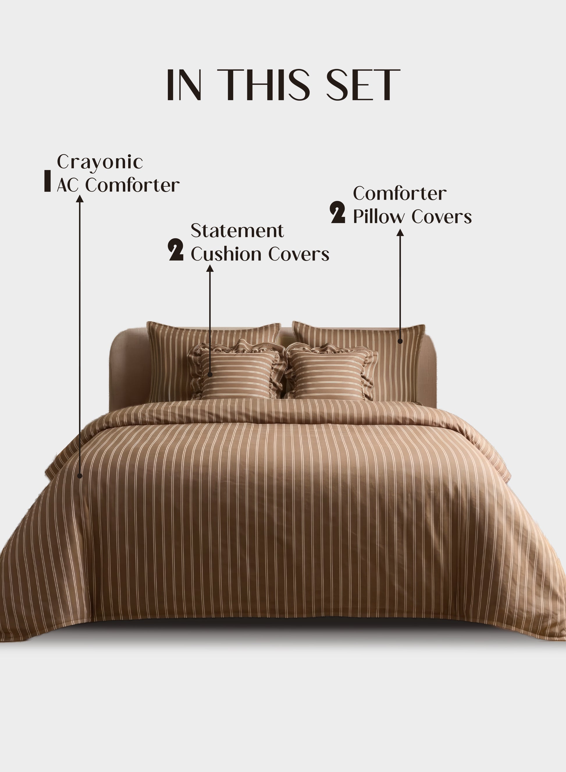 Crayonic™ 5-Piece AC Comforter Set | Signature Designer Comforter Set | Café Mocha