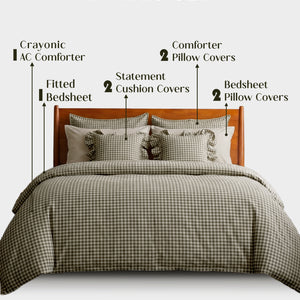 Crayonic™ 8-Piece AC Bedding Set | Signature Designer Bedding for AC Rooms | Olivewood