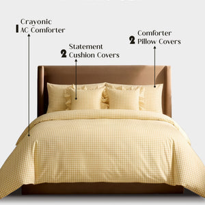 Crayonic™ 5-Piece AC Comforter Set | Signature Designer Comforter Set | Sunlit Gingham