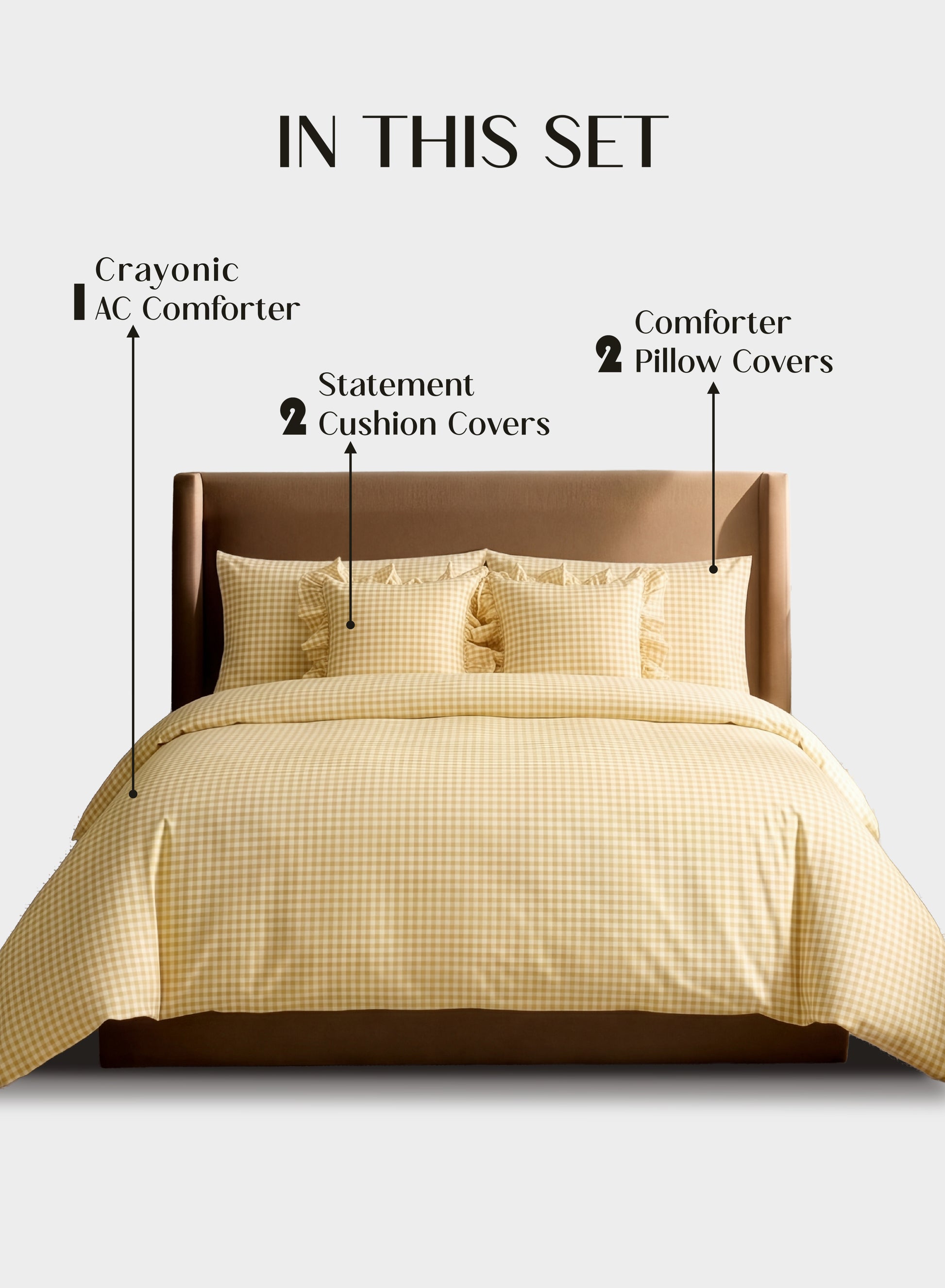 Crayonic™ 5-Piece AC Comforter Set | Signature Designer Comforter Set | Sunlit Gingham