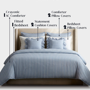 Crayonic™ 8-Piece AC Bedding Set | Signature Designer Bedding for AC Rooms | Coastal