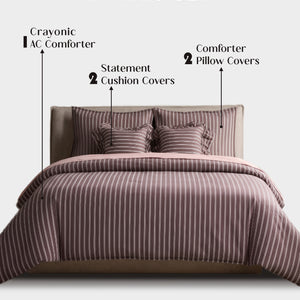 Crayonic™ 5-Piece AC Comforter Set | Signature Designer Comforter Set | Merlot