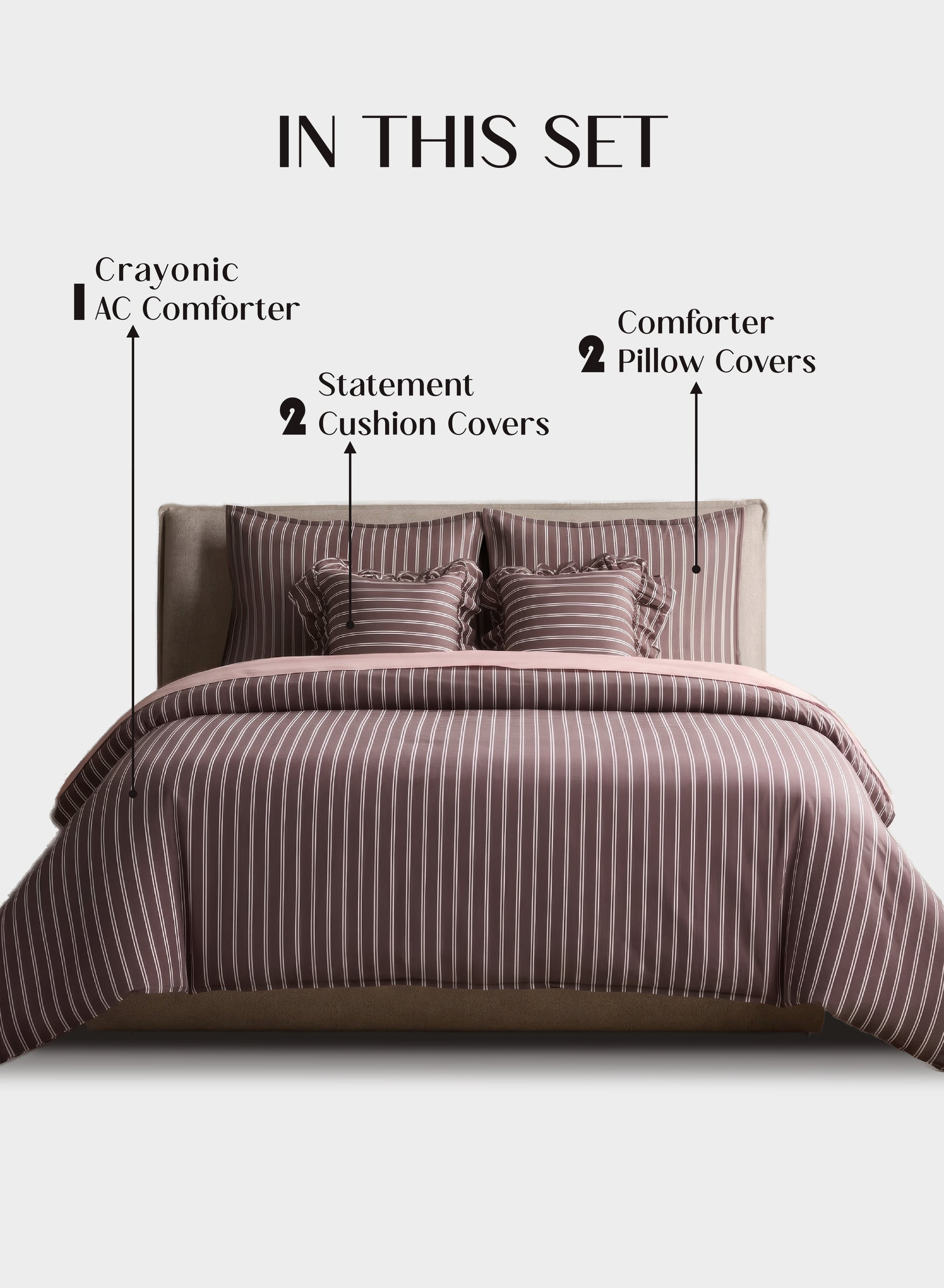 Crayonic™ 5-Piece AC Comforter Set | Signature Designer Comforter Set | Merlot