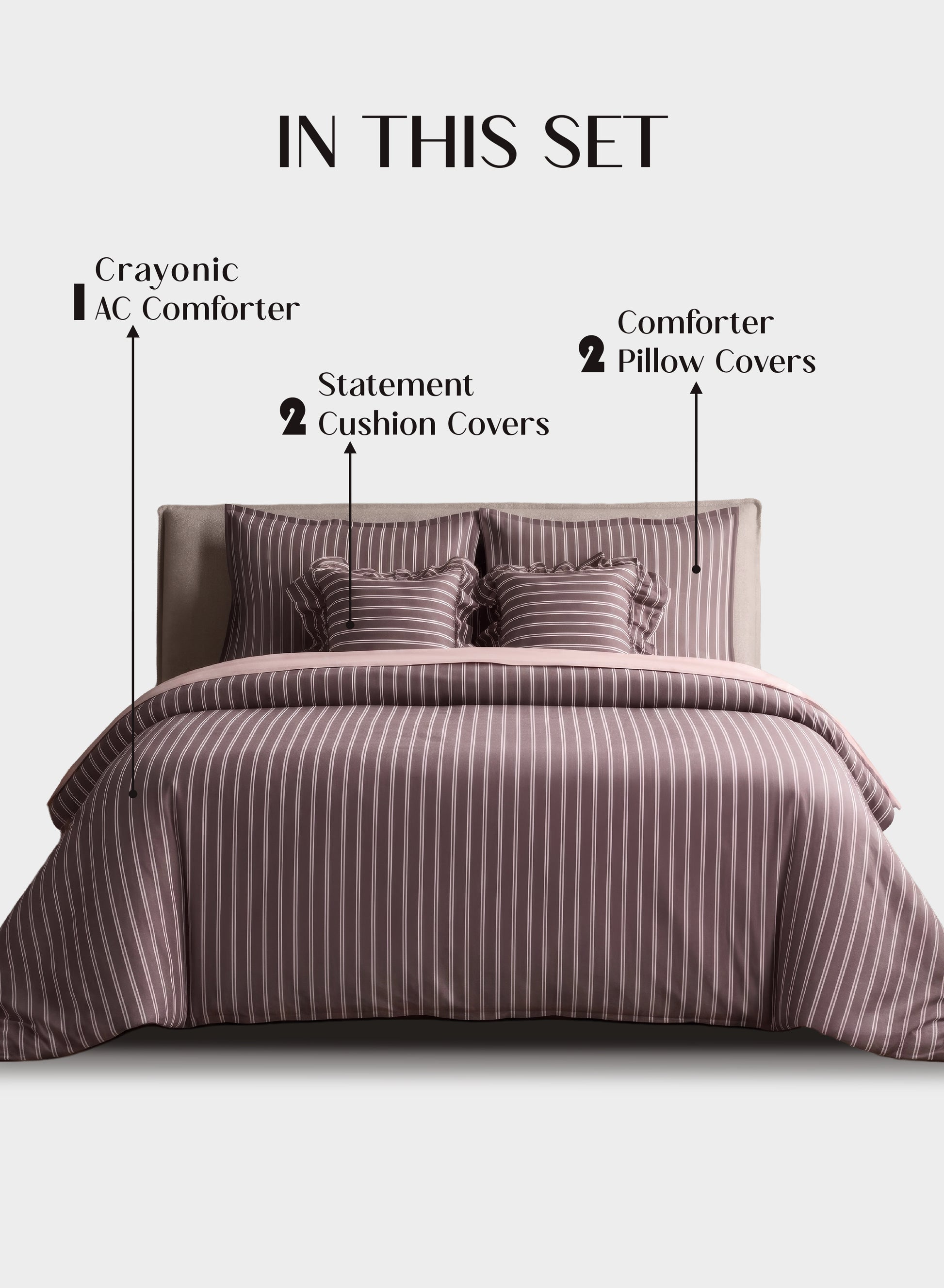 Crayonic™ 5-Piece AC Comforter Set | Signature Designer Comforter Set | Merlot