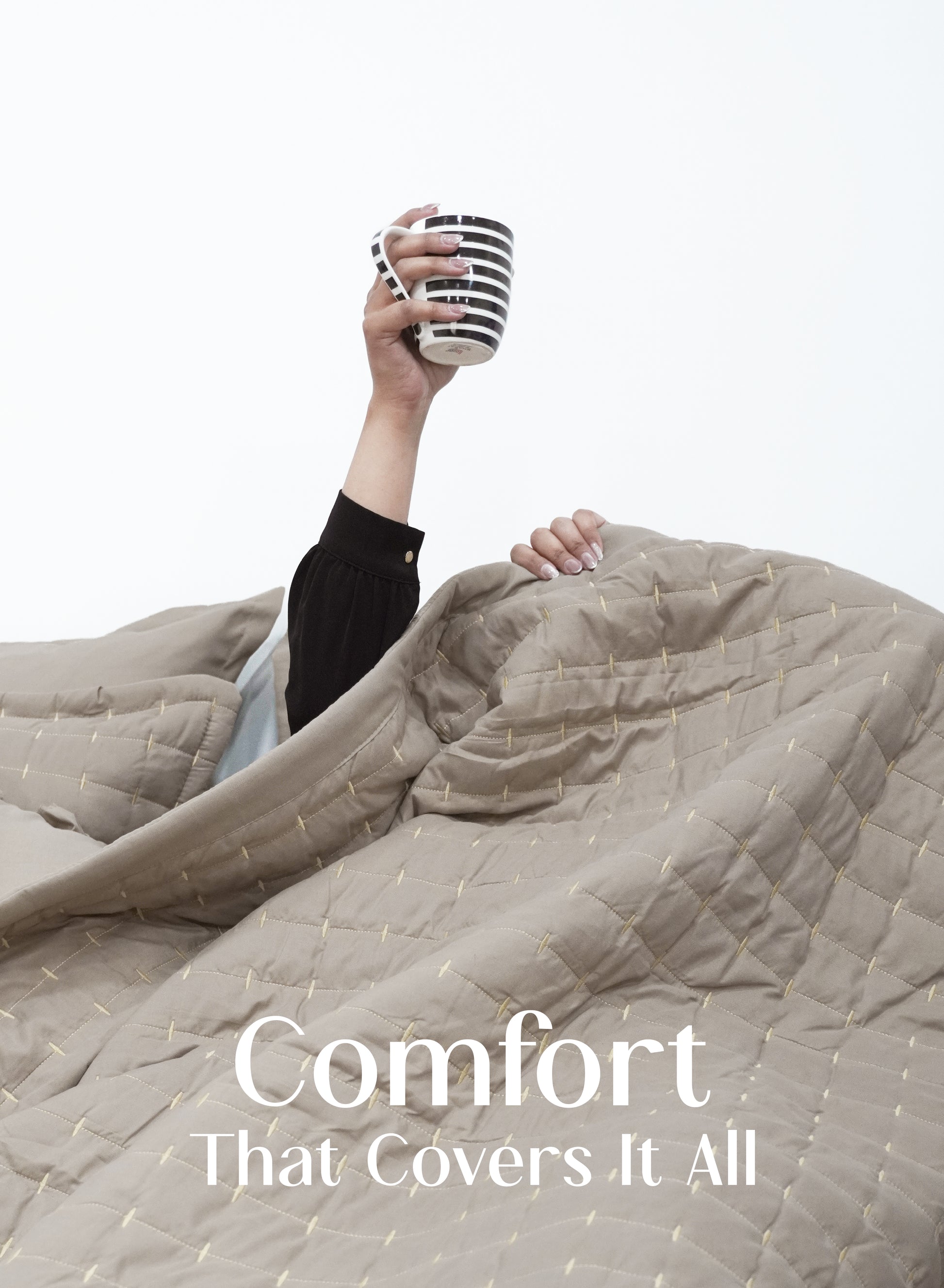 Home Crayons CloudTouch™ 5-Piece AC Comforter Set | 33% Oversized | Includes 2 Pillow & 2 Cushion Covers | Latte Crème