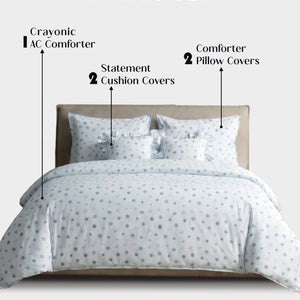 Crayonic™ 5-Piece AC Comforter Set | Signature Designer Comforter Set | Bluebell