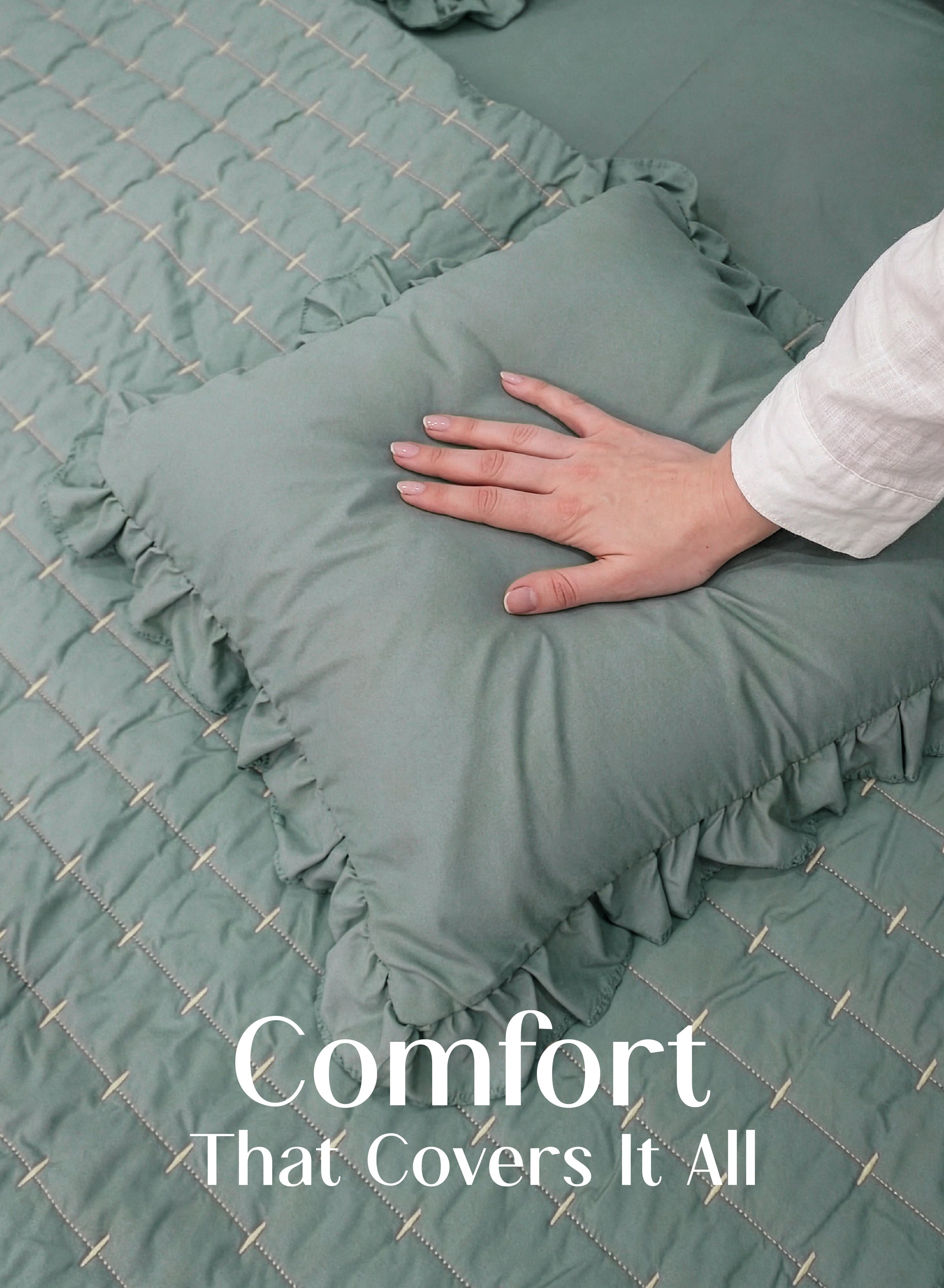 Home Crayons CloudTouch™ 8-Piece AC Bedding Set | Complete Bedroom Upgrade in One Set | Sage Green