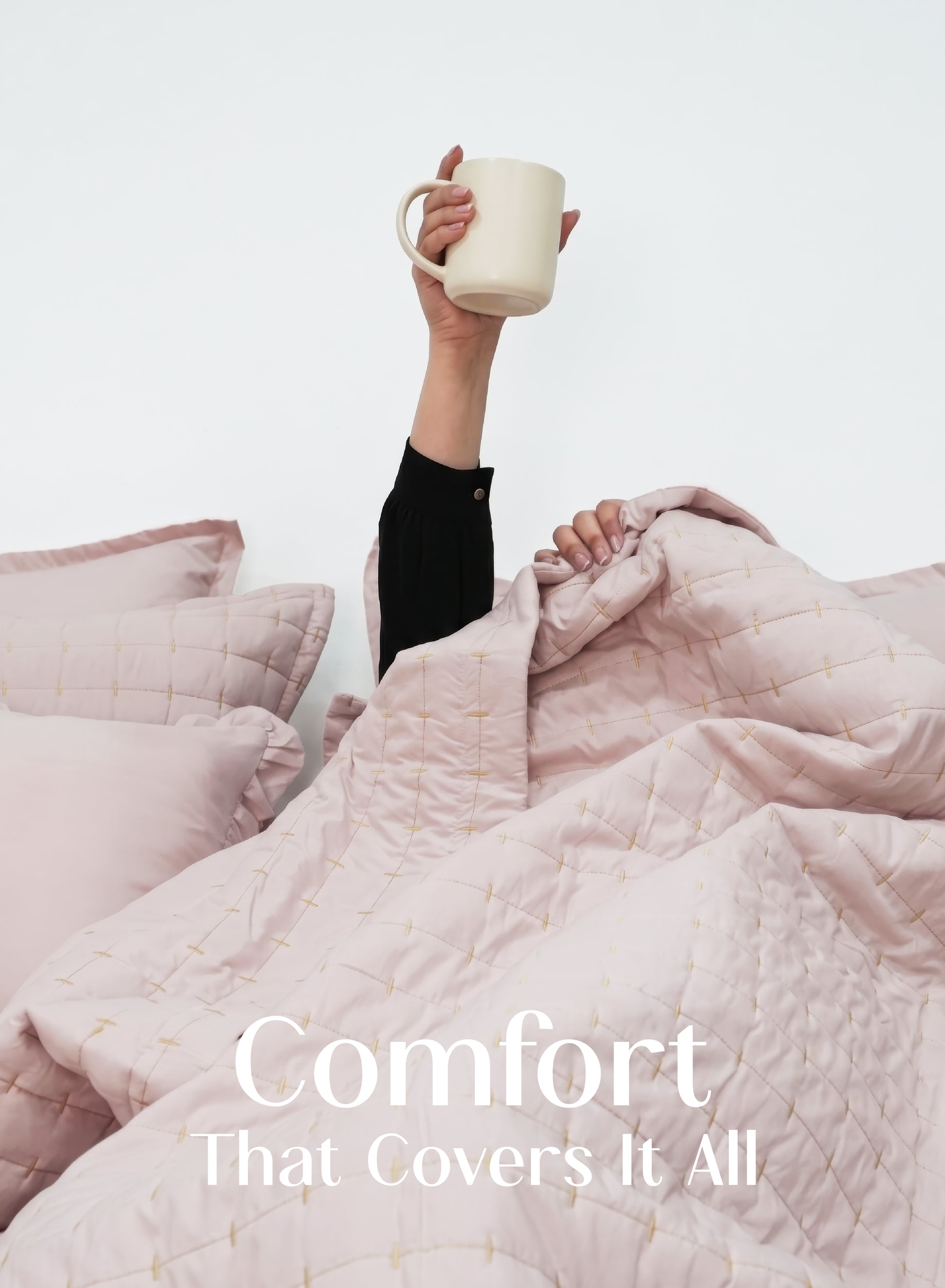 Home Crayons CloudTouch™ 5-Piece AC Comforter Set | 33% Oversized | Includes 2 Pillow & 2 Cushion Covers | Sakura Blush