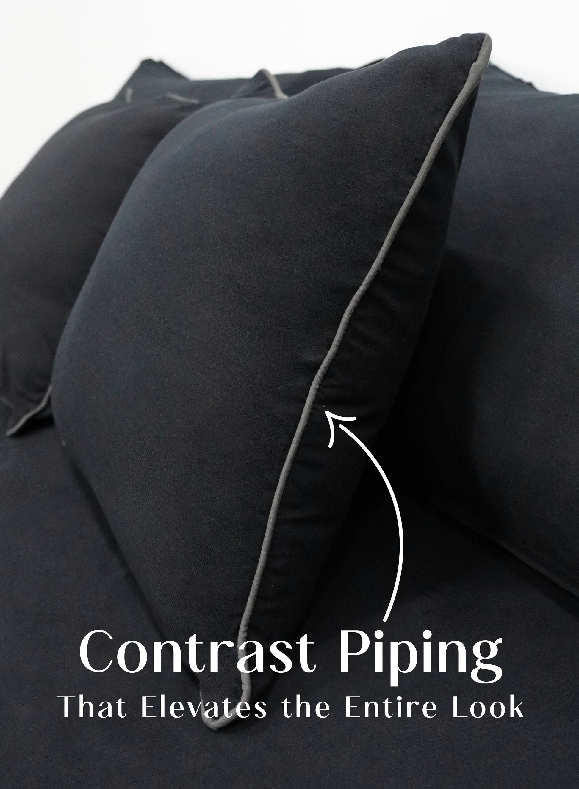 Home Crayons LuxeFit™ Fitted Bedsheet Set | Perfect Fit for Queen & King Mattresses | Ebony Black