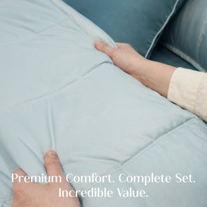 Home Crayons Cocoon AC Comforter Set | 5-Piece Designer Bed Set for Modern Homes | Blue Meadow