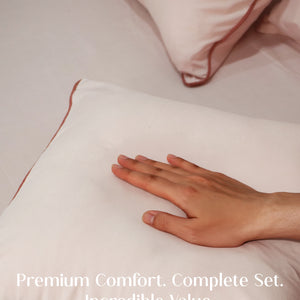 Home Crayons Cocoon AC Comforter Set | 5-Piece Designer Bed Set for Modern Homes | Terracotta