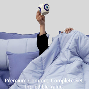 Home Crayons Cocoon AC Comforter Set | 5-Piece Designer Bed Set for Modern Homes | Lavender Haze