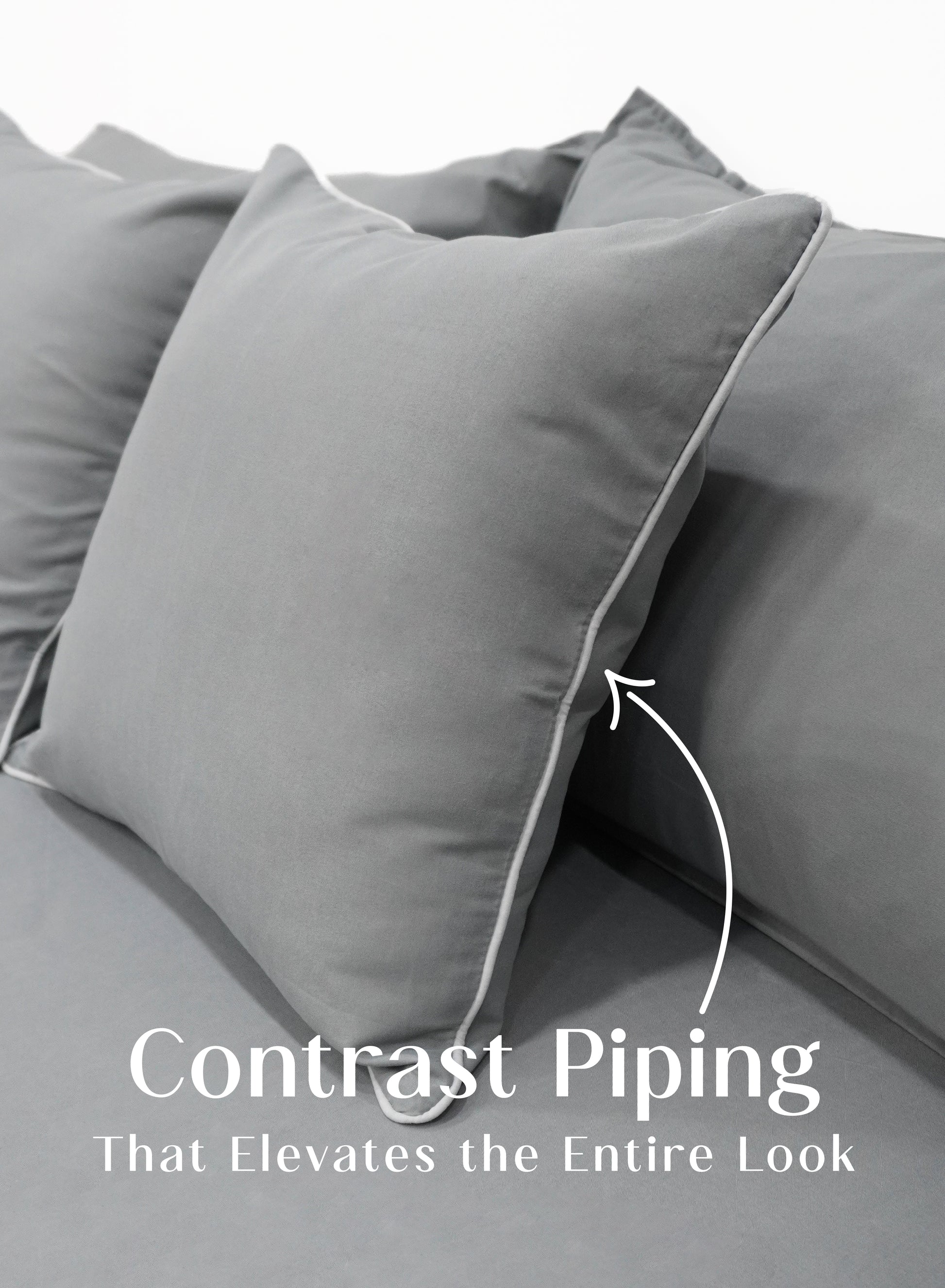 Home Crayons LuxeFit™ Fitted Bedsheet Set | Perfect Fit for Queen & King Mattresses | Quill Gray