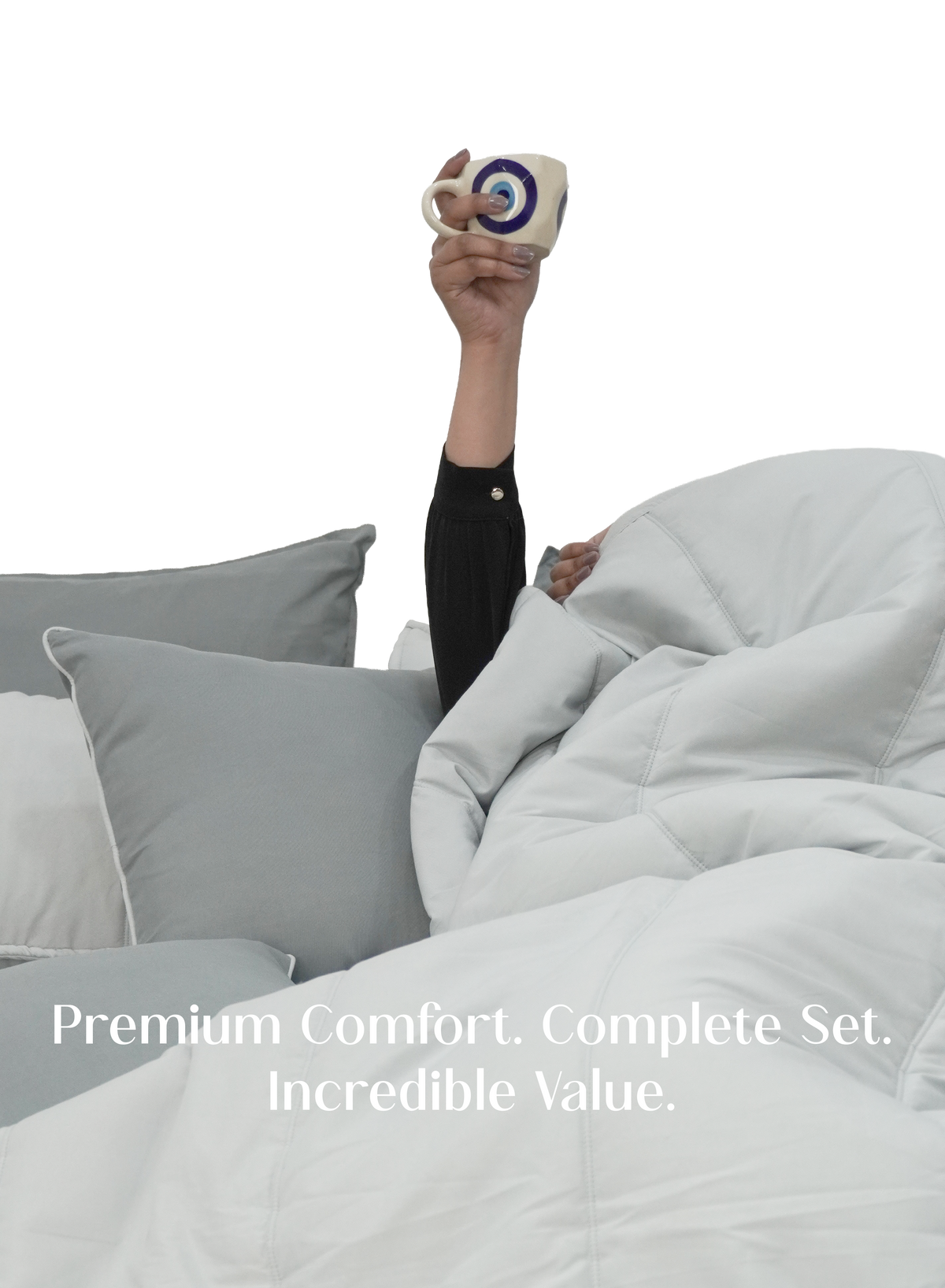 Cocoon 8-Piece Bedding Set | Pearl Gray