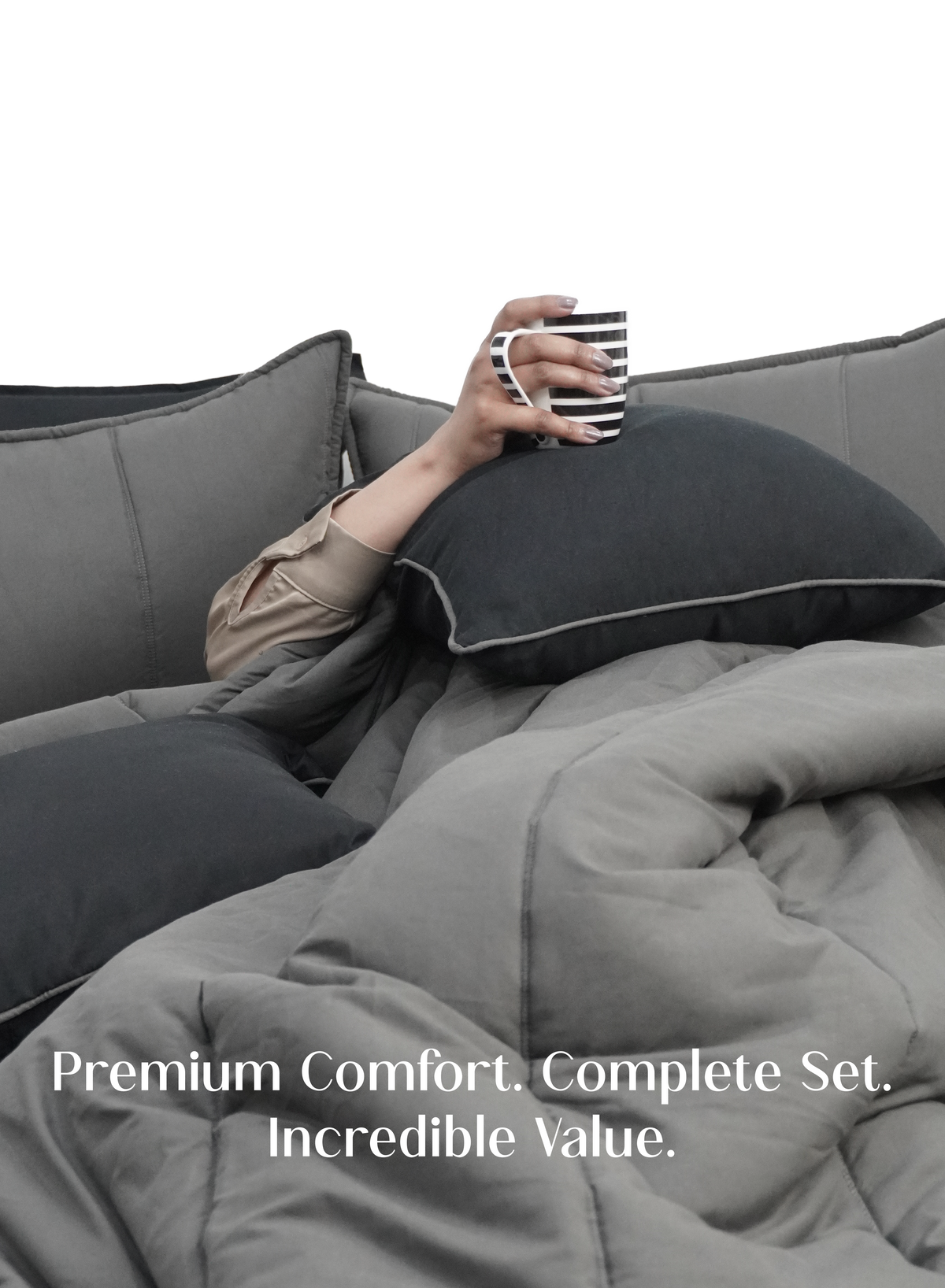 Cocoon 8-Piece Bedding Set | Moonstone Gray