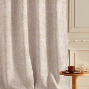 Bern Jacquard Room Darkening Curtains | Delicate Branch Embroidery | Pastel Yellow | Set of 2 | Fully Customizable