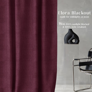 Elora Textured Blackout Curtains | Minimal Design & Total Light Block | Maroon | Set of 2 | Fully Customizable