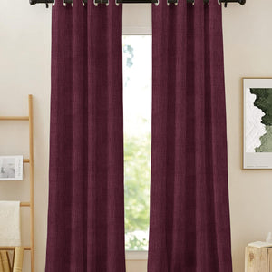 Elora Textured Blackout Curtains | Minimal Design & Total Light Block | Maroon | Set of 2 | Fully Customizable