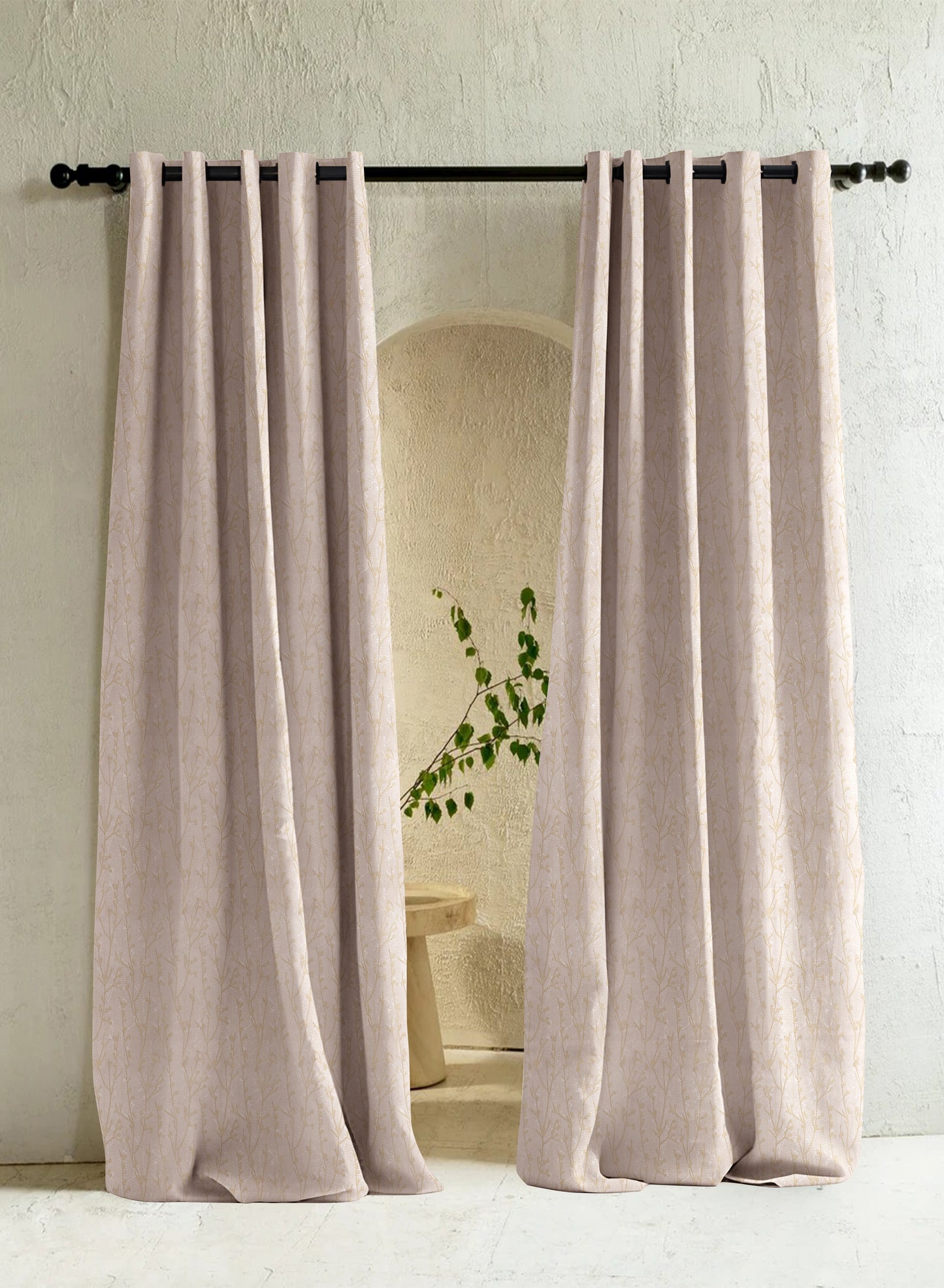 Bern Jacquard Room Darkening Curtains | Pastel Yellow | Set of 2 (Pattern 2)