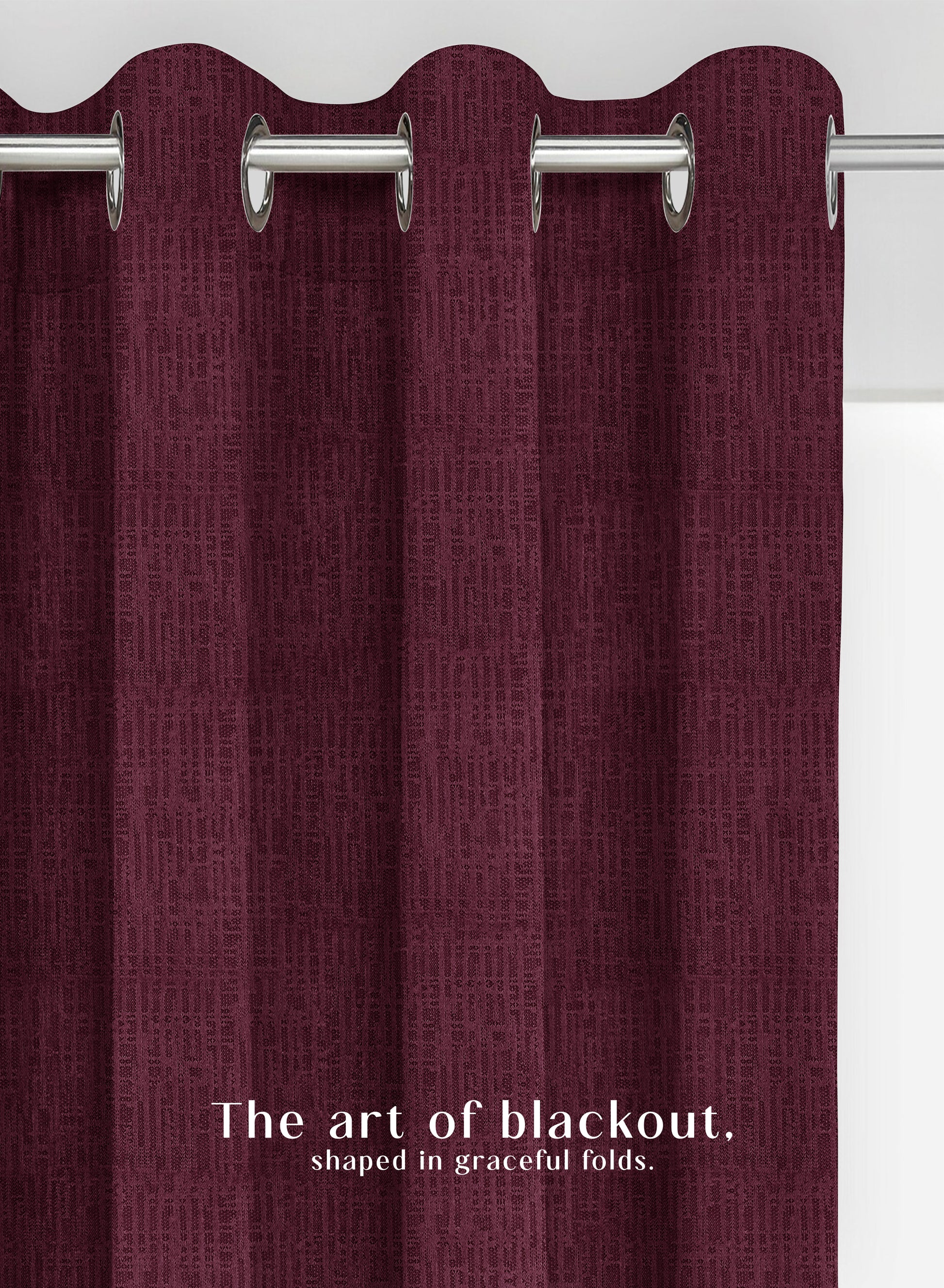 Elora Textured Blackout Curtains | Minimal Design & Total Light Block | Maroon | Set of 2 | Fully Customizable