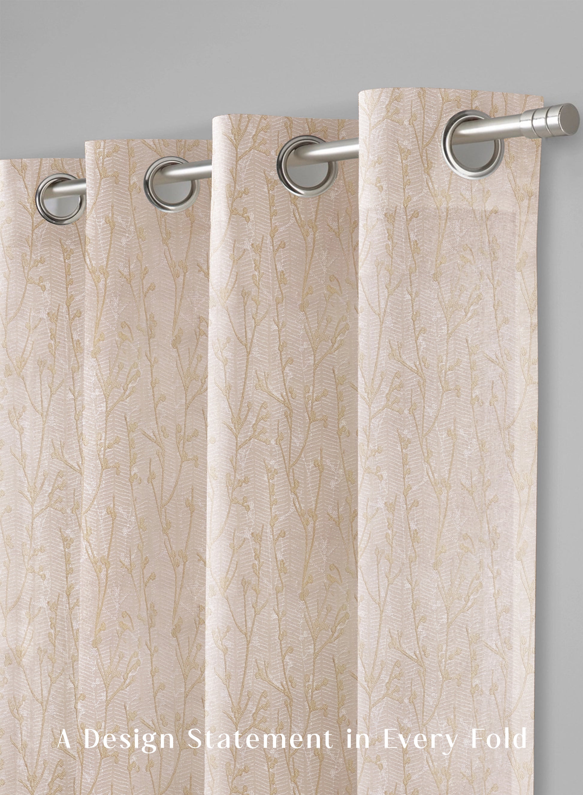 Bern Jacquard Room Darkening Curtains | Delicate Branch Embroidery | Pastel Yellow | Set of 2 | Fully Customizable