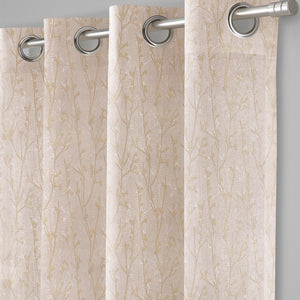 Bern Jacquard Room Darkening Curtains | Delicate Branch Embroidery | Pastel Yellow | Set of 2 | Fully Customizable