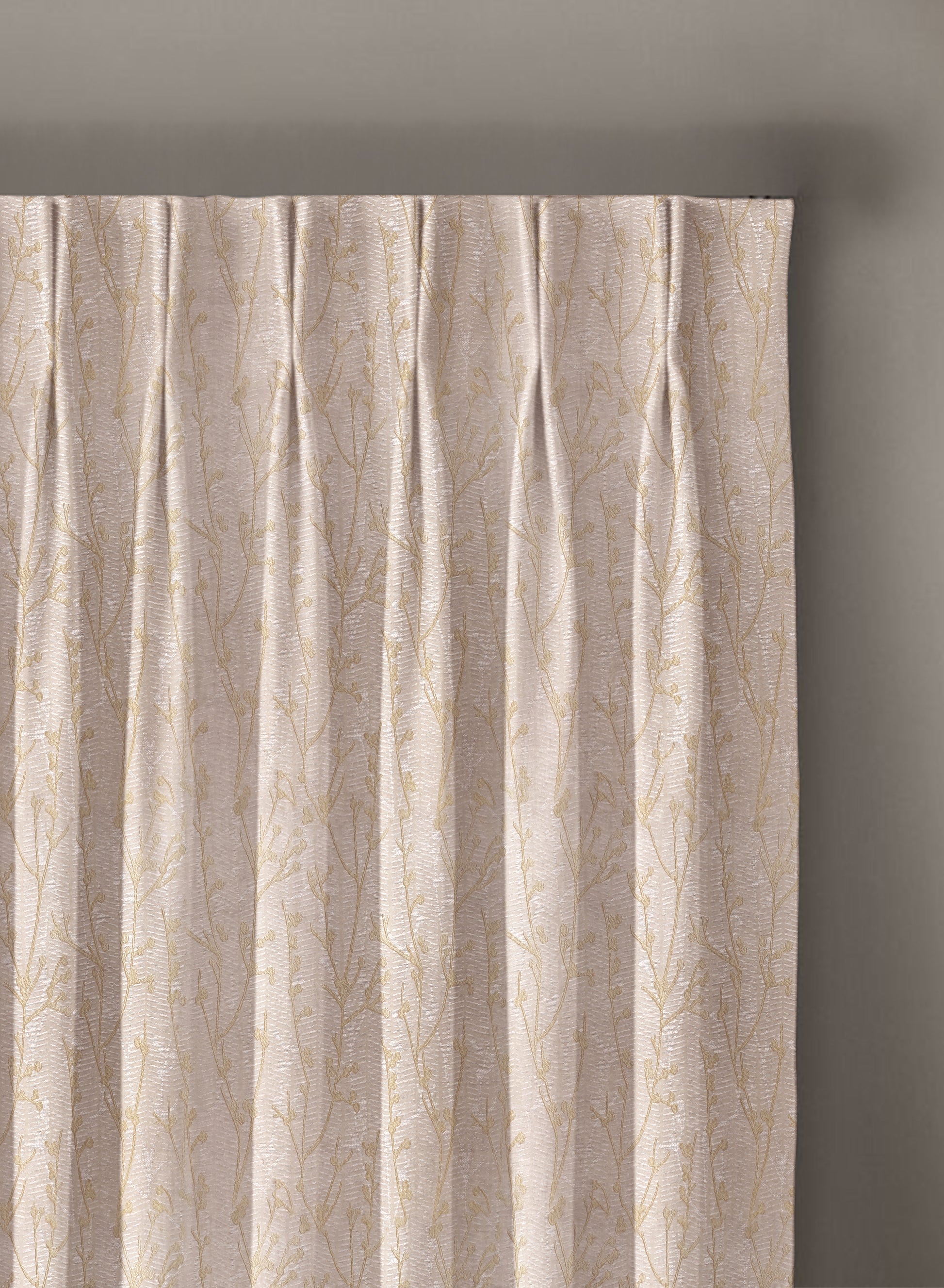 Bern Jacquard Room Darkening Curtains | Delicate Branch Embroidery | Pastel Yellow | Set of 2 | Fully Customizable