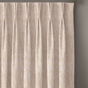Bern Jacquard Room Darkening Curtains | Delicate Branch Embroidery | Pastel Yellow | Set of 2 | Fully Customizable