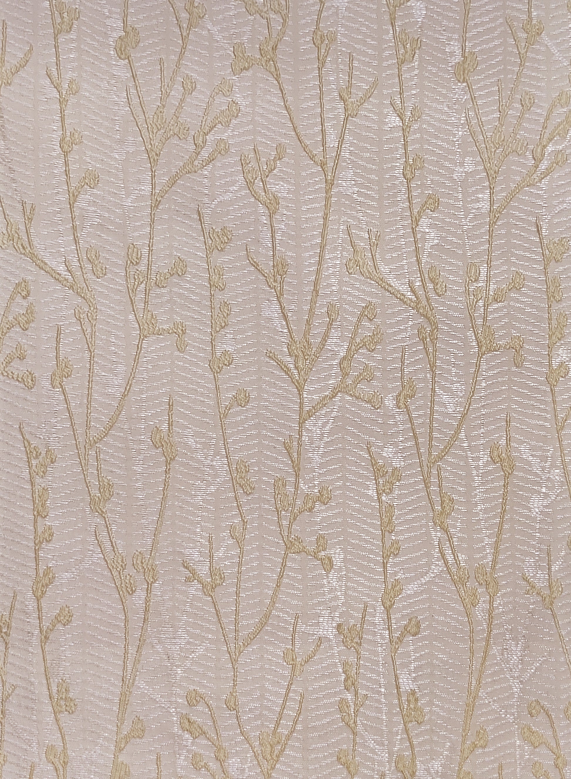 Bern Jacquard Room Darkening Curtains | Delicate Branch Embroidery | Pastel Yellow | Set of 2 | Fully Customizable