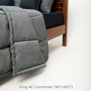 Home Crayons Cocoon AC Comforter Set | 5-Piece Designer Bed Set for Modern Homes | Moonstone Gray