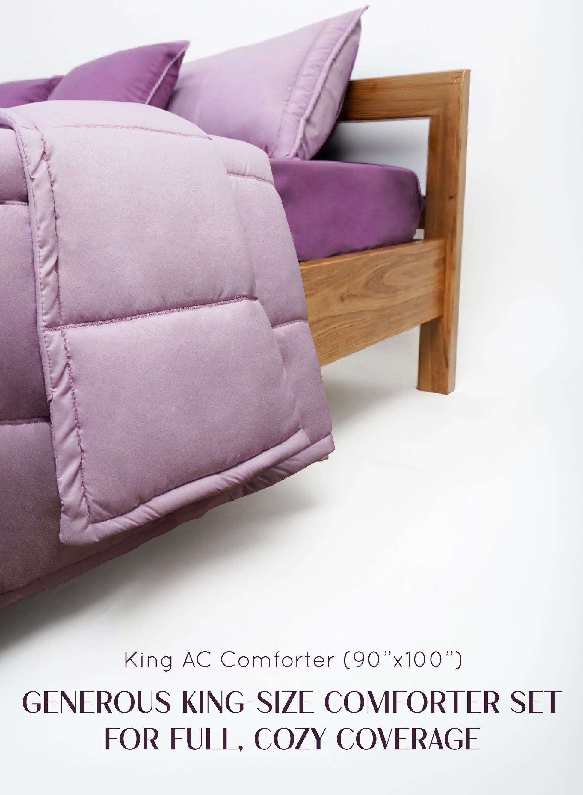 Home Crayons Cocoon AC Comforter Set | 5-Piece Designer Bed Set for Modern Homes | Lilac Daisy