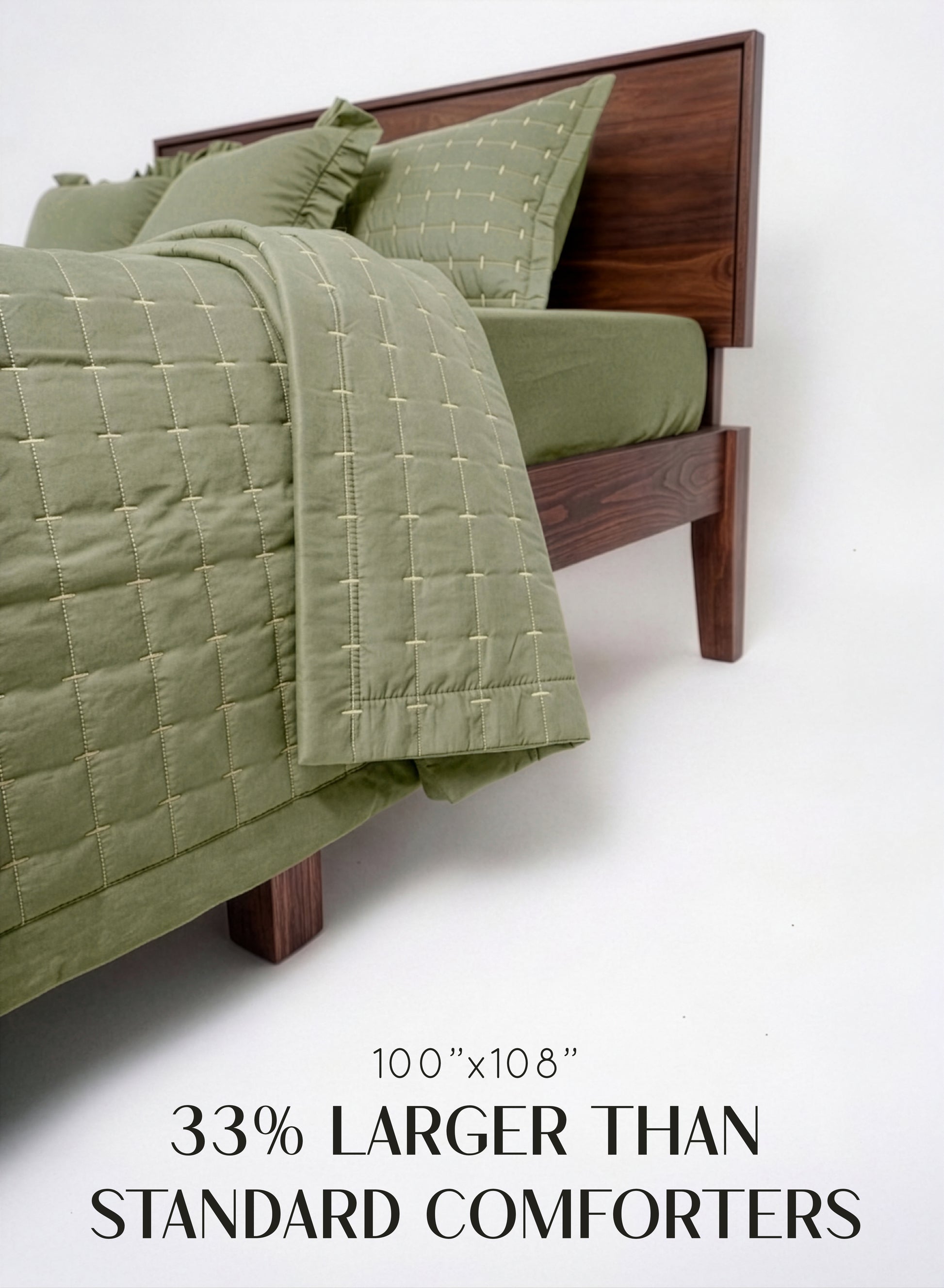 Home Crayons CloudTouch™ 5-Piece AC Comforter Set | 33% Oversized | Includes 2 Pillow & 2 Cushion Covers | Olive Grove