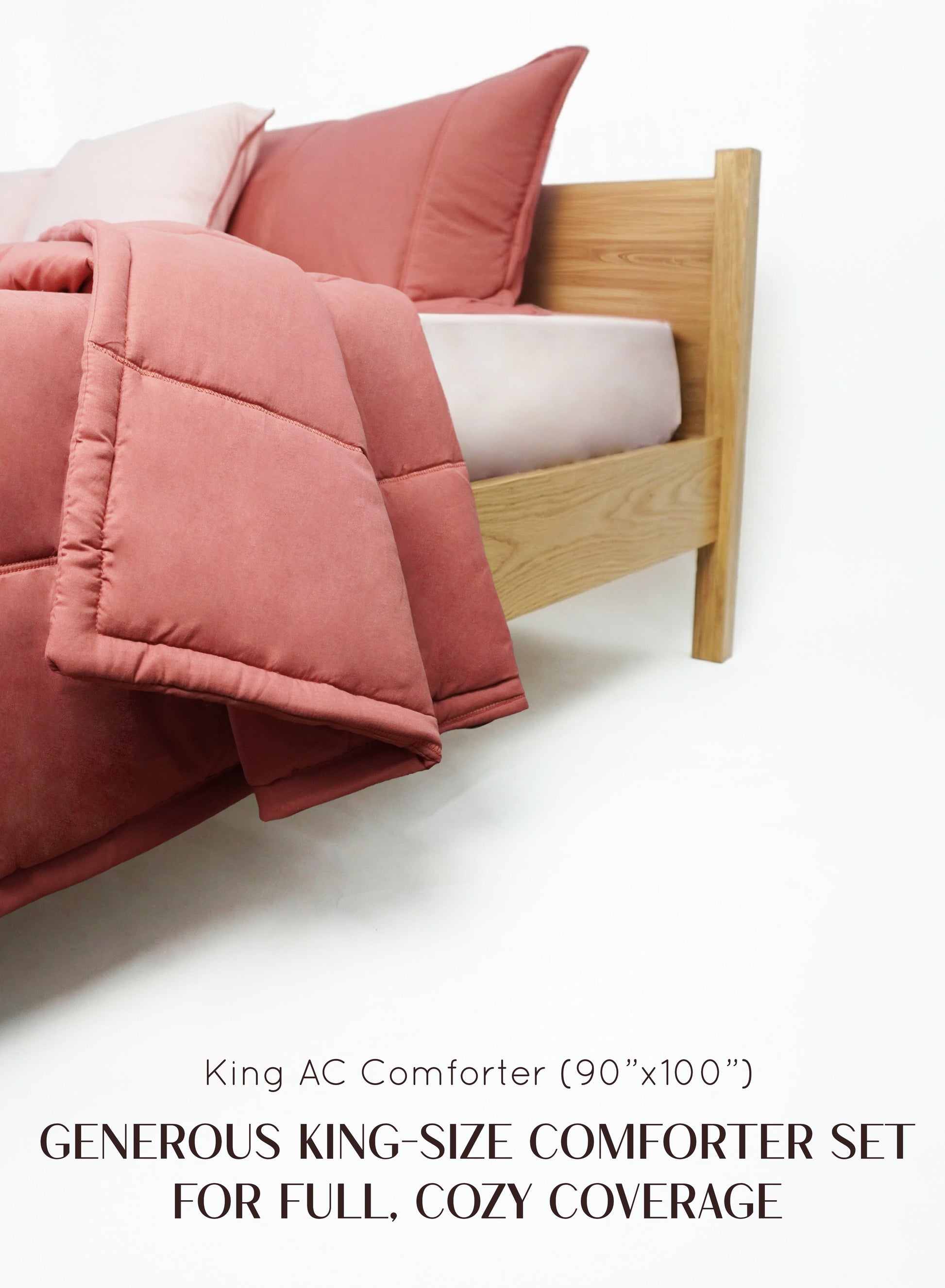 Home Crayons Cocoon AC Comforter Set | 5-Piece Designer Bed Set for Modern Homes | Terracotta