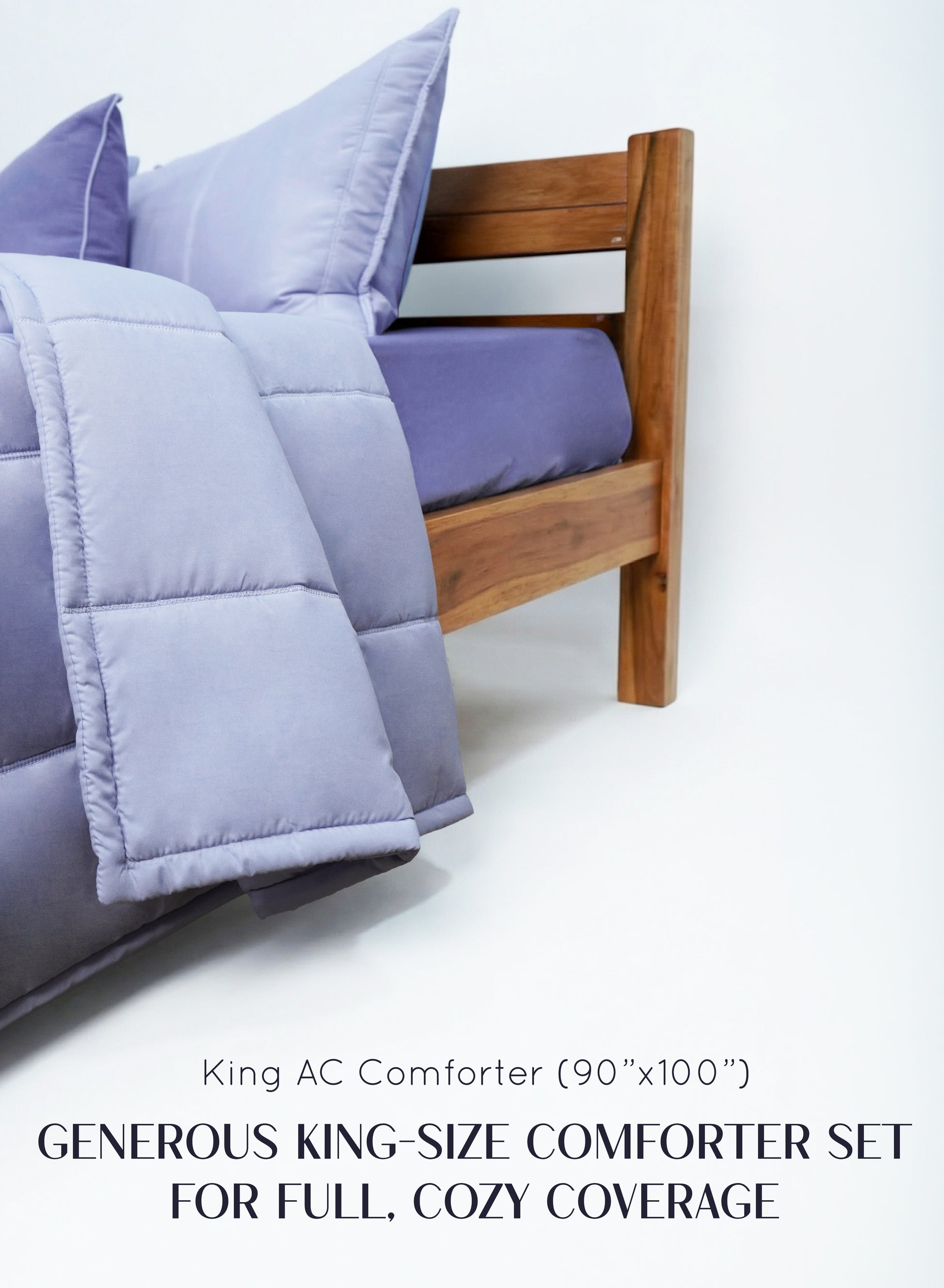 Home Crayons Cocoon AC Comforter Set | 5-Piece Designer Bed Set for Modern Homes | Lavender Haze