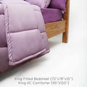 Home Crayons Cocoon 8-Piece AC Bedding Set | Coordinated Comforter, Fitted Sheet & Covers in One Set | Lilac Daisy