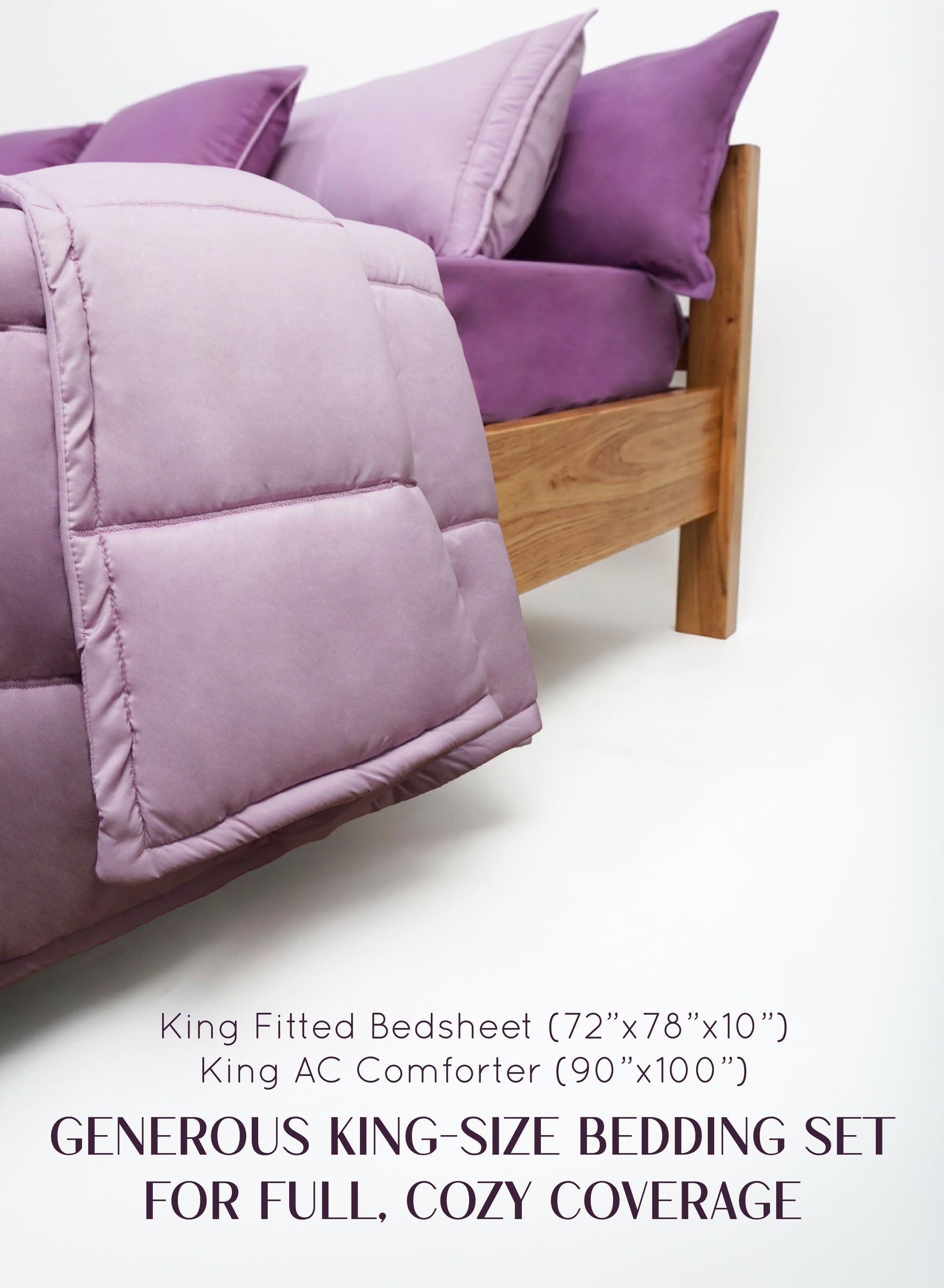 Home Crayons Cocoon 8-Piece AC Bedding Set | Coordinated Comforter, Fitted Sheet & Covers in One Set | Lilac Daisy
