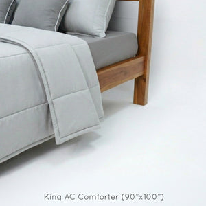 Home Crayons Cocoon AC Comforter Set | 5-Piece Designer Bed Set for Modern Homes | Pearl Gray