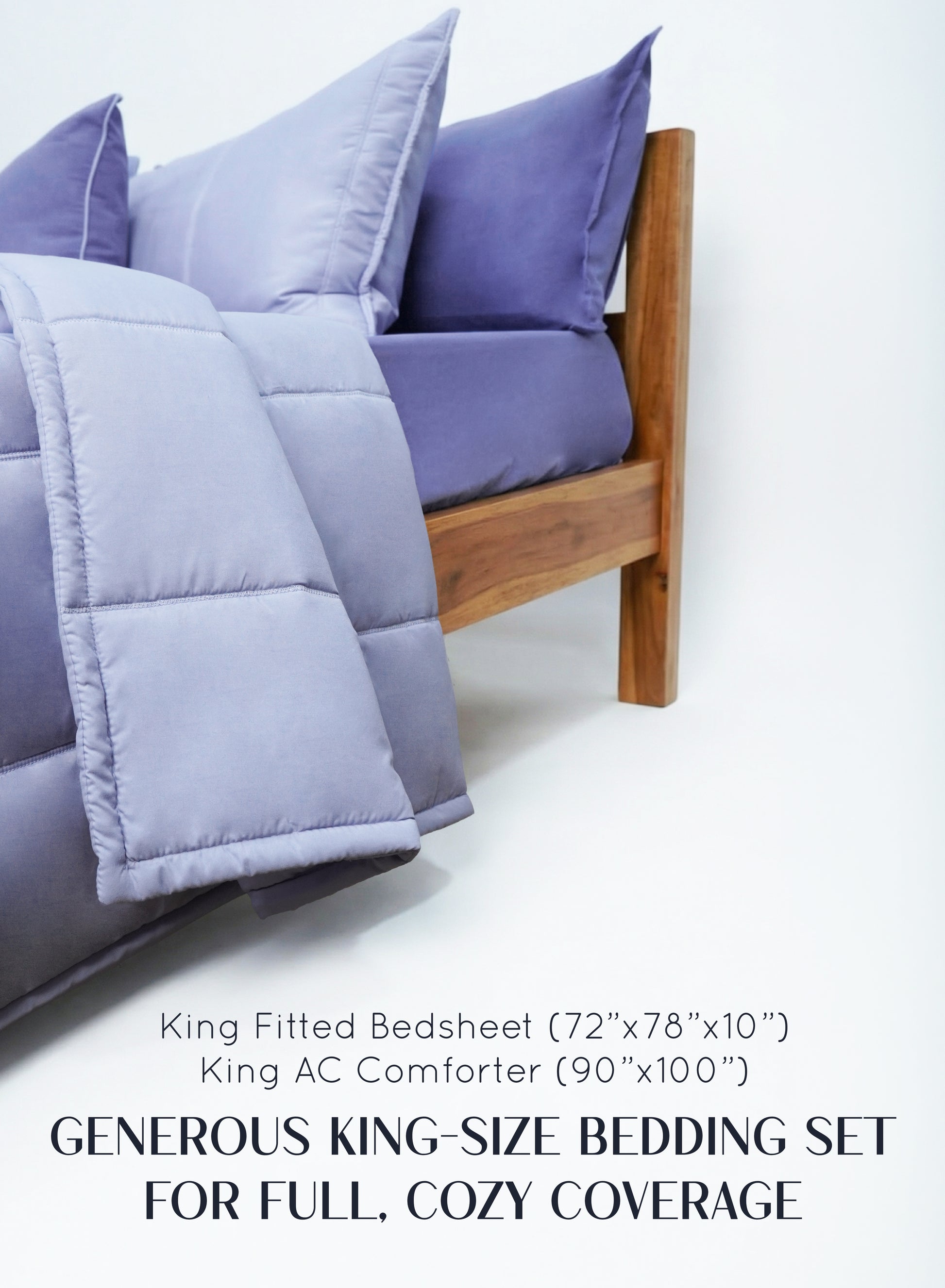 Home Crayons Cocoon 8-Piece AC Bedding Set | Coordinated Comforter, Fitted Sheet & Covers in One Set | Lavender Haze